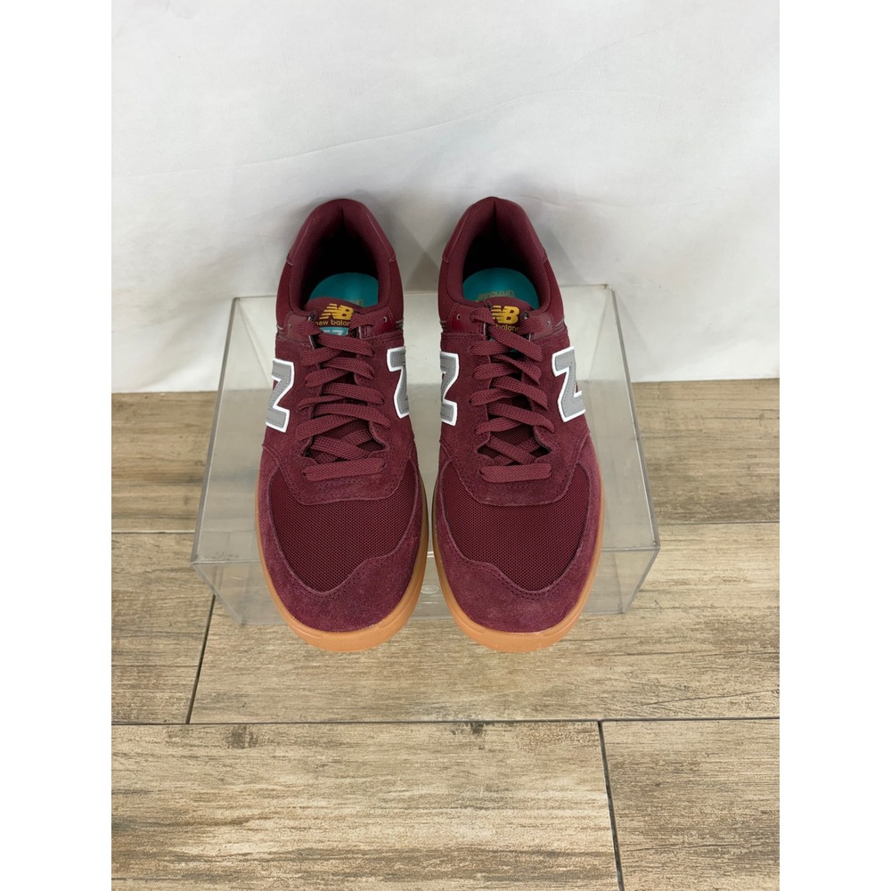 New Balance AM574HNS Mens 9.5 Burgundy Suede Skate Shoes Gum Sole Low Top - Picture 3 of 9